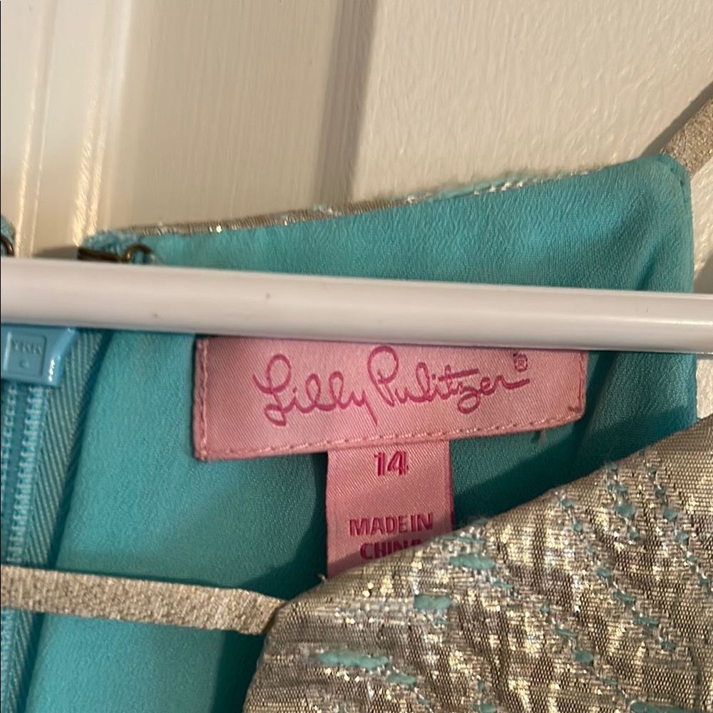 Turquoise and Silver Patterned Lilly Pulitzer Dre… - image 2